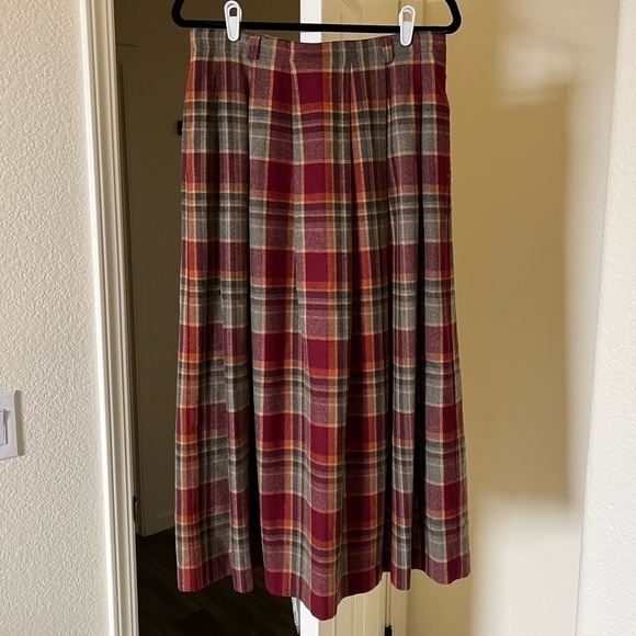 Orvis Skirts Vintage Orvis Long Wool Pleated Plaid Skirt Tartan